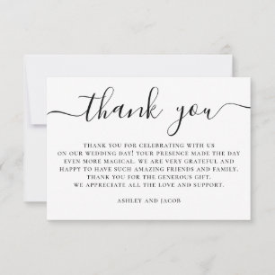 Elegante einfache Hochzeit Kalligrafie Minimalis Dankeskarte