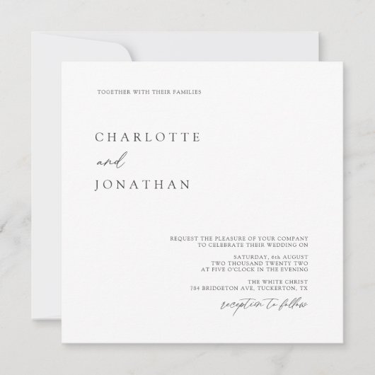 Elegante Einfache Hochzeit mit dem modernen Foto Einladung (Vorderseite)