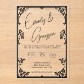 Elegante, einfache Hochzeit mit Viktorianischer Bl Acryleinladungen (Vorderseite)