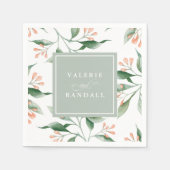 Elegante einfache Hochzeit mit Wasserfarben Serviette (Vorderseite)