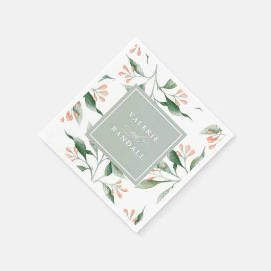 Elegante einfache Hochzeit mit Wasserfarben Serviette (Ecke)