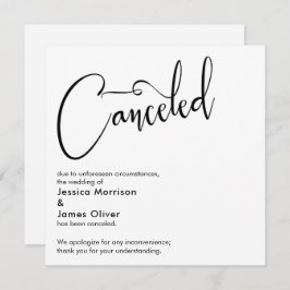 Elegante, einfache Hochzeit storniert Ankündigung