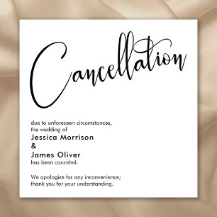 Elegante, einfache Hochzeitsabsage Anzeige Einladung