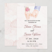 Elegante, einfache Hochzeitseinladung mit Aquarell Einladung (Vorne/Hinten)