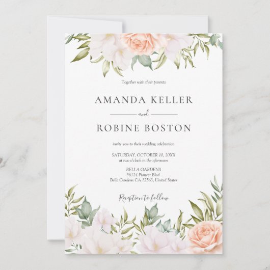 Elegante, einfache Hochzeitsfeier Einladung (Vorderseite)