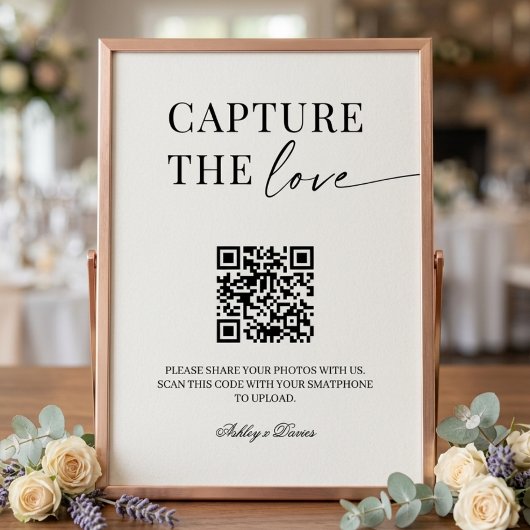 Elegante einfache Hochzeitsfotos mit QR-Code teile Poster