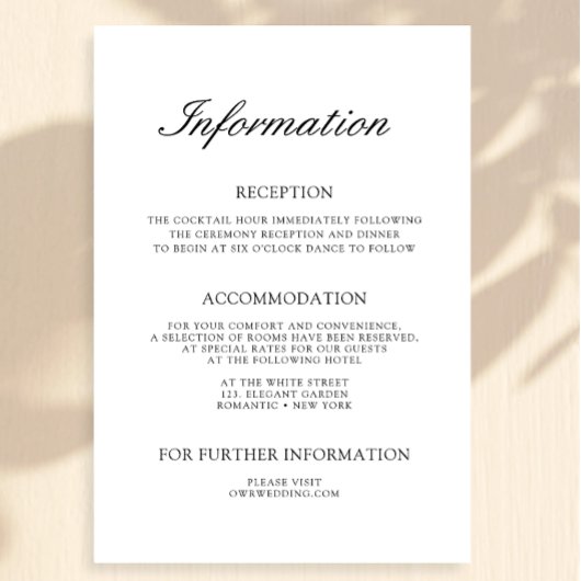 Elegante einfache Hochzeitskarten Begleitkarte