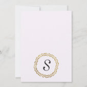 Elegante einfache Imitate Gold Kontur und Weiß Einladung (Rückseite)