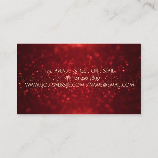 Elegante einfache Imitate Gold ,Red Glitzer Bokeh Visitenkarte (Rückseite)