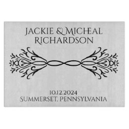Elegante einfache Individuelle Name Date Wedding G Schneidebrett