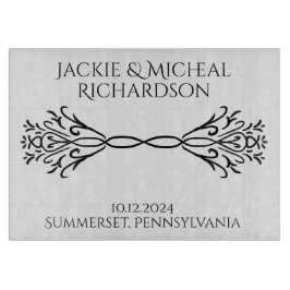 Elegante einfache Individuelle Name Date Wedding G Schneidebrett