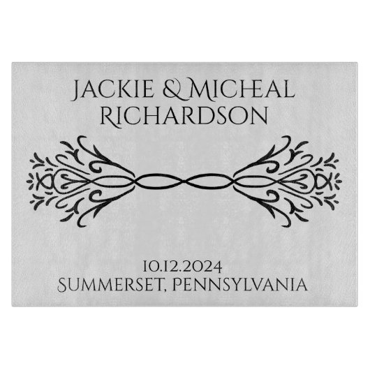 Elegante einfache Individuelle Name Date Wedding G Schneidebrett (Vorderseite)