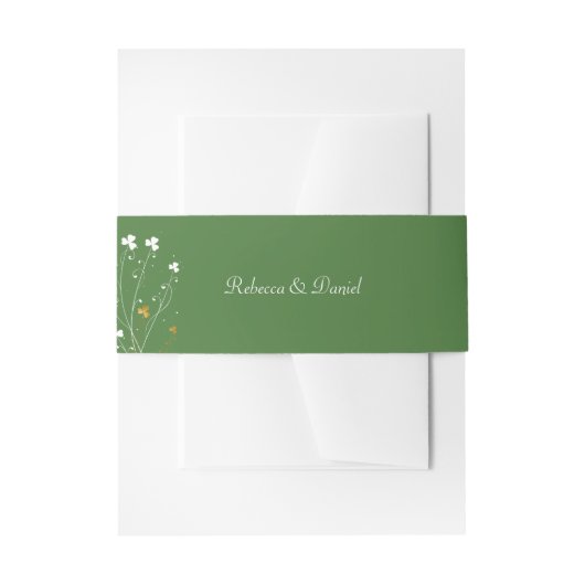 Elegante, einfache Irish Kleeblatt Green Gold Wedd Einladungsbanderole (Vorderseite Beispiel)