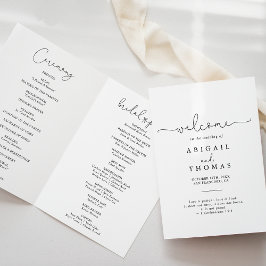 Elegante einfache Kalligrafie geklappt Hochzeit Programm