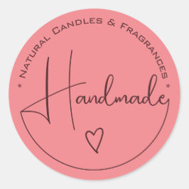 Elegante, einfache Kalligrafie, handgefertigte Her Runder Aufkleber