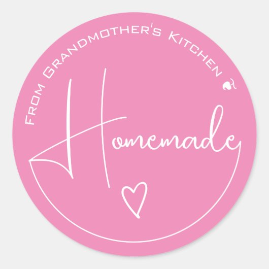 Elegante, einfache Kalligrafie, hausgemachte Herze Runder Aufkleber (Vorderseite)