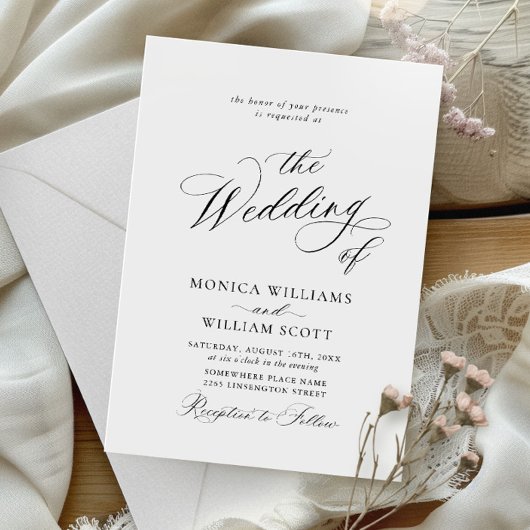 Elegante einfache Kalligrafie Minimalistisch Hochz Einladung