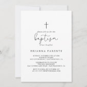 Elegante einfache Kalligrafie-Taufe Einladung (Vorderseite)