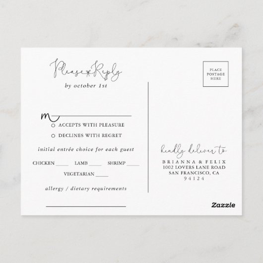 Elegante einfache Kalligraphie-Menü UAWG Postkarte (Rückseite)