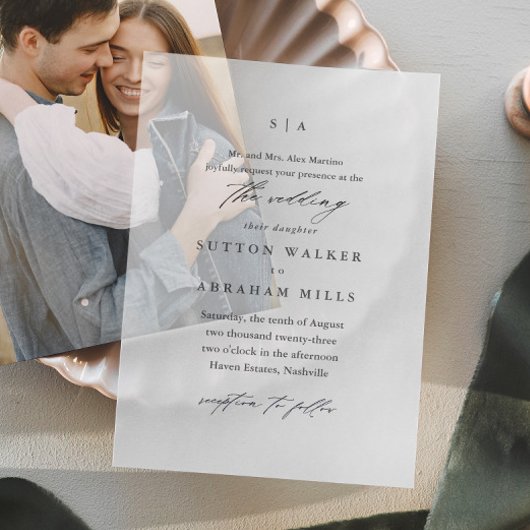 Elegante einfache kalligraphische Hochzeit Pergament Einladungen