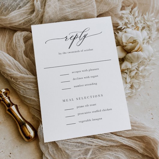 Elegante einfache kalligraphische Hochzeit RSVP Karte