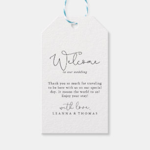 Elegante einfache kalligraphische Hochzeit Willkom Geschenkanhänger