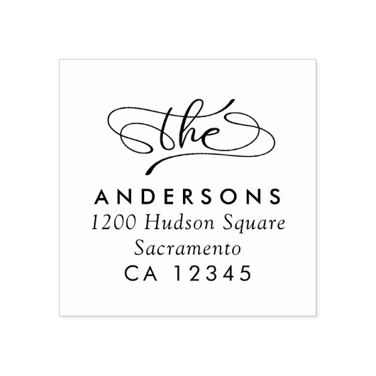 Elegante einfache kalligraphische Rücksendeadresse Gummistempel (Prägung)