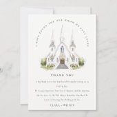 Elegante Einfache katholische Wasserfarbenkirche H Dankeskarte (Vorderseite)