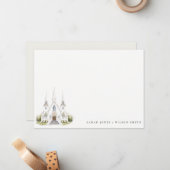 Elegante Einfache katholische Wasserfarbenkirche H Mitteilungskarte (Vorderseite/Rückseite Beispiel)