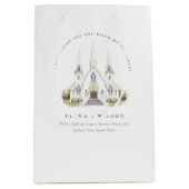 Elegante Einfache katholische Wasserfarbenkirche H Mittlere Geschenktüte (Vorderseite)
