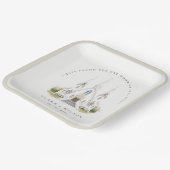 Elegante Einfache katholische Wasserfarbenkirche H Pappteller (Gewinkelt)