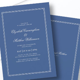 Elegante einfache klassische Blue & White Wedding Einladung