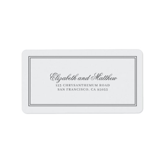 Elegante einfache klassische Hochzeitsstimmung - R Adressaufkleber (Vorne)