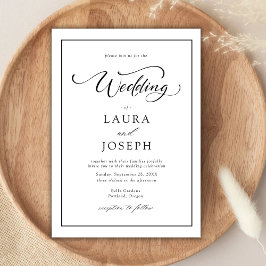 Elegante einfache klassische Schwarz-Weiß-Hochzeit Einladung