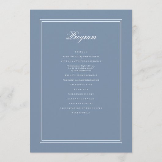 Elegante, einfache klassische, verblasste blaue un programm (Vorderseite)