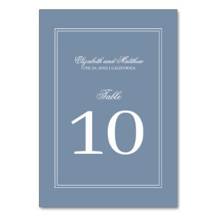 Elegante, einfache klassische, verblasste blaue un tischnummer