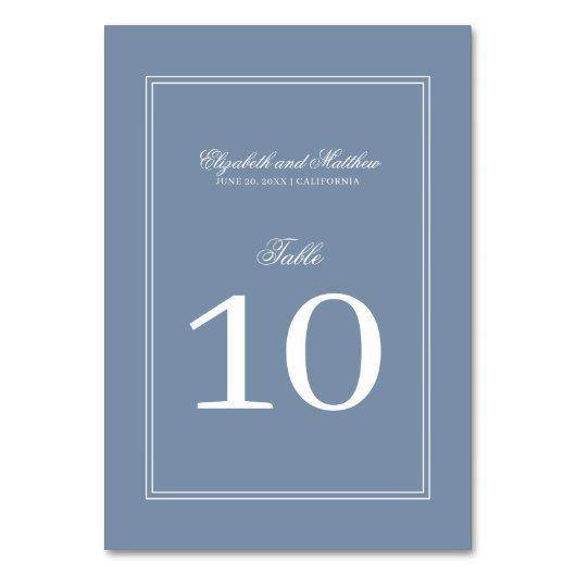Elegante, einfache klassische, verblasste blaue un tischnummer (Rückseite)