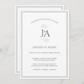 Elegante, einfache, klassische Weiße Hochzeiten Einladung (Vorne/Hinten)