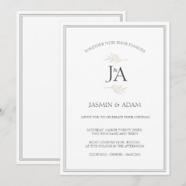 Elegante, einfache, klassische Weiße Hochzeiten Einladung