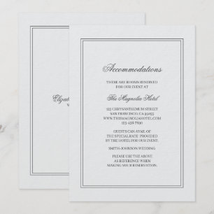 Elegante einfache klassische weiße Hochzeitsunterk Einladung