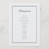 Elegante einfache klassische White Wedding Programm (Rückseite)