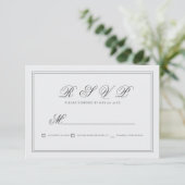 Elegante einfache klassische White Wedding RSVP Karte (Stehend Vorderseite)