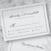 Elegante einfache klassische White Wedding RSVP Karte