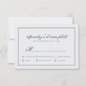 Elegante einfache klassische White Wedding RSVP Karte (Vorderseite)