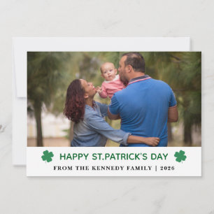 Elegante einfache Kleeblatt-Foto St. Patrick's Day Feiertagskarte