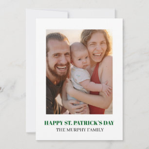 Elegante einfache Kleeblatt-Foto St. Patrick's Day Feiertagskarte