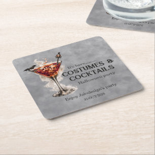 Elegante einfache Kostüme Cocktails Halloween-Part Rechteckiger Pappuntersetzer