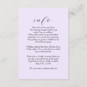 Elegante, einfache lila Hochzeitsinformationen Begleitkarte (Vorderseite)