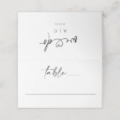 Elegante einfache Minimal-Handschrift Hochzeit Platzkarte (Außenseite Aufgefaltet)