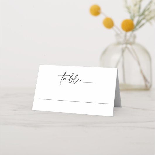 Elegante einfache Minimal-Handschrift Hochzeit Platzkarte (Vorderseite)
